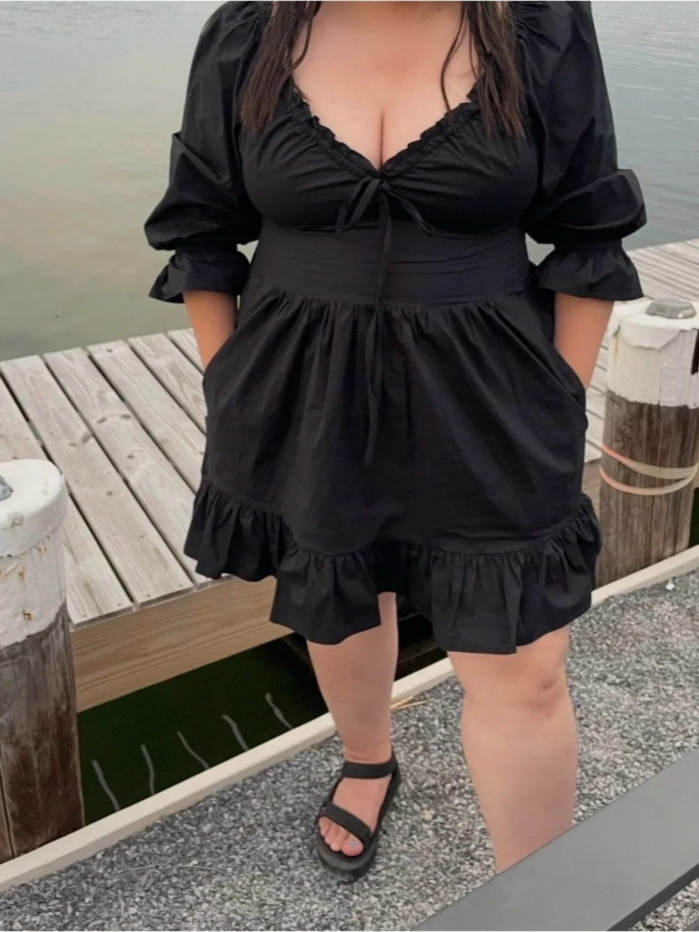 Hill House Black Ruffled Dress